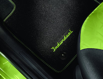 Velour Floor Mats rear, black with green stitching