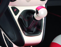 Gear Lever Knob Pearl White with red leather insert
