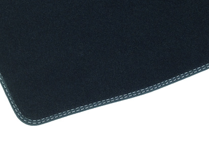 Dywaniki podłogowe welurowe Premium tył, czarne ze szwem w kolorze szary metalik