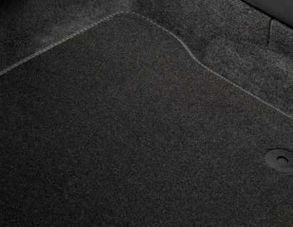 Velour Floor Mats front, black with double stitching