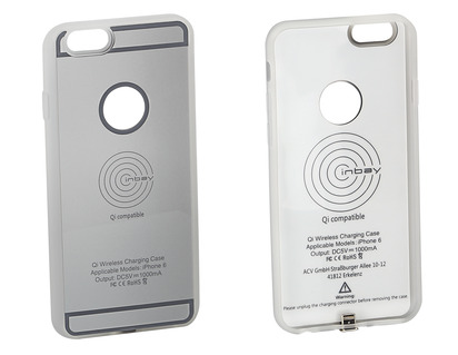 ACV* Funda de carga Qi para iPhone® 6/6S, en color plata.