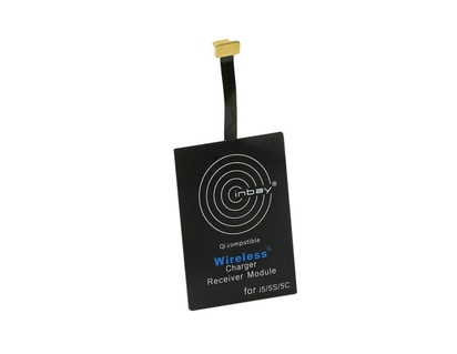 ACV* Receptor de carga Qi de INBAY para iPhone® 5/5S/5C/6/6+/7/7+, en color negro.