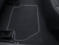 Velour Floor Mats rear, black with metal grey double stitching