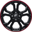 Leichtmetallrad 17" 5 x 2-Speichen-Design, „Y“-Form, schwarz lackiert mit rotem Akzentring