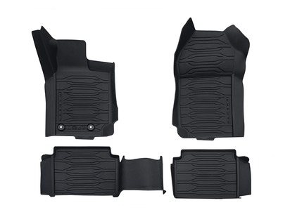 Tapetes de borracha moldados rigidos com extremidades elevadas, para os compartimentos dianteiro e traseiro, em preto