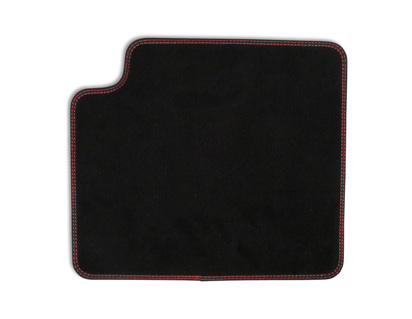 Dywaniki podłogowe welurowe Premium tył, czarne z czerwonym, podwójnym szwem