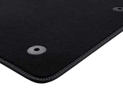 Premium Velour Floor Mats front, black with grey stitching