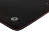 Premium Velours Floor Mats front, black with red stitching