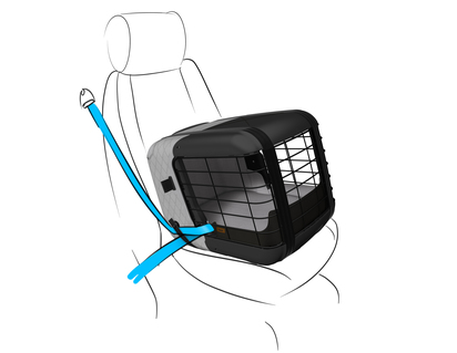 4pets®* Caree transportbur til katte og hunde, fastgøres sikkert på alle passagersæder, Cool Grey