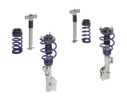Kit de suspension avec ressorts hélicoïdaux sur amortisseurs acier inoxydable avec ressorts laqués en bleu Ford Performance