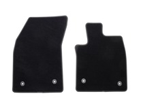 Premium Velours Floor Mats front, black with grey stitching