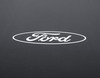 Premium-suojus musta valkealla reunalla ja valkealla Ford-logolla
