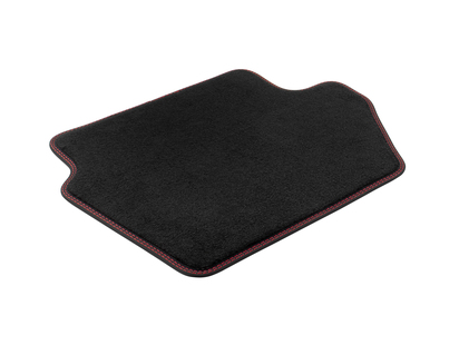Tapis de sol velours premium Arrière, noir avec surpiqûres rouges