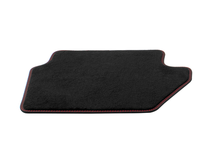 Tapis de sol en velours arrière, noir avec surpiqûres rouges