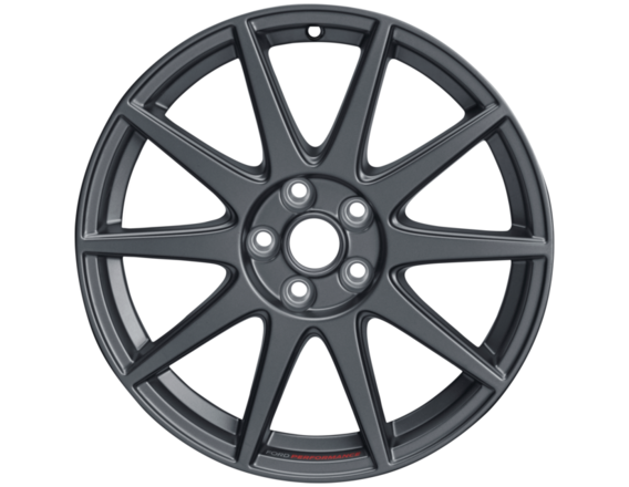 Performance Wheel 19" lightweight flow-form wheel with Ford Performance logo, 10-spoke design, Magnetite Matt