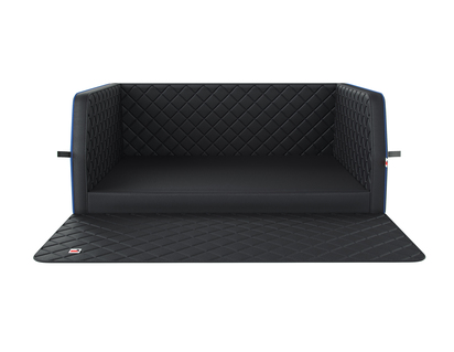 padsforall®* Tapis de coffre pour animal de compagnie cuir PU noir avec passepoil bleu, taille : L