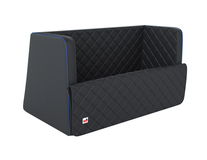 padsforall®* Tapis de coffre pour animal de compagnie cuir PU noir avec passepoil bleu, taille : S