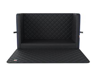 padsforall®* Tapis de coffre pour animal de compagnie cuir PU noir avec passepoil bleu, taille : S