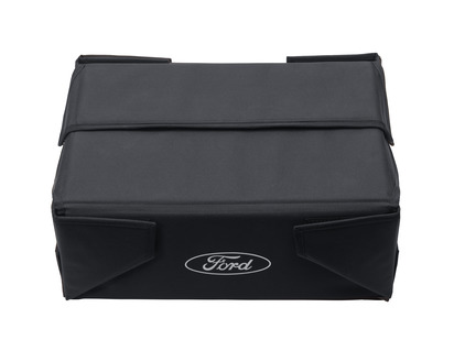 Casier organiseur repliable en tissu noir, avec ovale Ford blanc sur les deux côtés