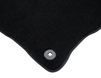 Tapis de sol velours Premium avant et arrière, noir avec doubles surpiqûres grises