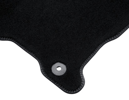 Premium Velours-Fußmatten vorne und hinten, schwarz mit grauer Doppelnaht