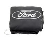 Pokrowiec premium czarny, białe obszycie, z owalnym białym logo Ford