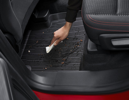 Rubber Floor Mats in tray style with raised edges, rear, black