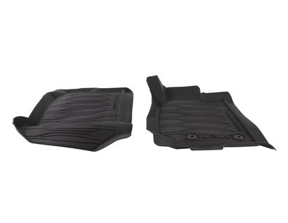Rubber Floor Mats front and rear, black, tray style with raised edges