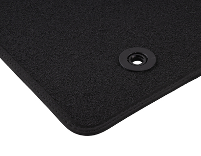 Premium Velours Floor Mats front and rear, black with double red stitching