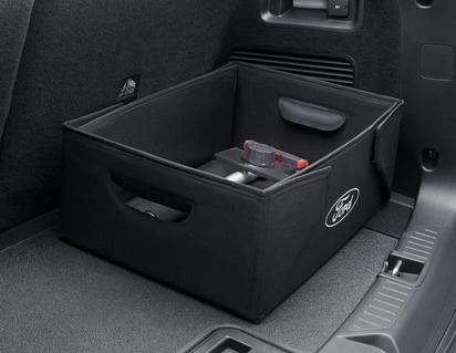 Faltbare Transportbox schwarzer Stoff, mit weißem Ford Oval auf beiden Seiten