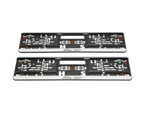 Ford License Plate Holder silver, with black Ford logo and black "BEREIT FÜR MORGEN'' lettering