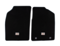 Velour Floor Mats front, black with silver double stitching