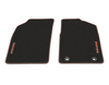 Velour Floor Mats front, black with red double stitching