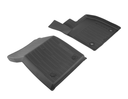 Rubber Floor Mats in tray style with raised edges, front, black