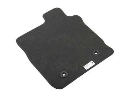 Velour Floor Mats front, black with metal grey double stitching