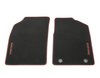 Velour Floor Mats front, black with red double stitching