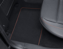 Premium Velours Floor Mats rear, black with red stitching