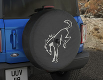 Reserveradabdeckung schwarz mit weissem Bronco Pony Logo