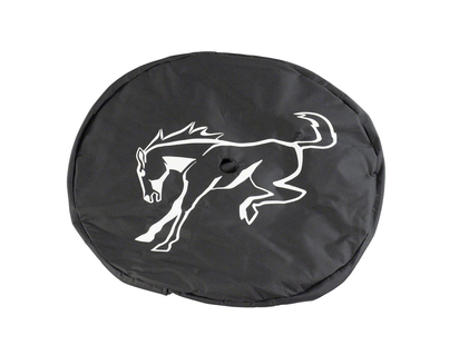 Funda para rueda de repuesto Negra con el logo blanco de Bronco Pony