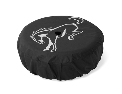 Reserveradabdeckung schwarz mit weißem Bronco Pony Logo