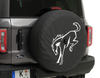 Reserveradabdeckung schwarz mit weißem Bronco Pony Logo