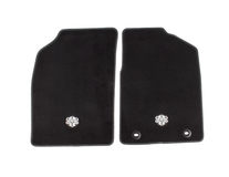 Velour Floor Mats front, black with white stitching