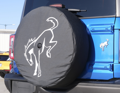 Protection de roue de secours noir avec logo poney Bronco blanc