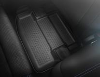 Rubber Floor Mats front and rear, black, tray style with raised edges