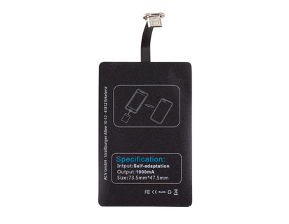 ACV* Receptor de carga Qi de INBAY universal, con conector Micro-USB 2.0, en color negro.