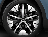 Alloy Wheel 19" rear, 5-spoke design, Absolute Black and Bright Machined