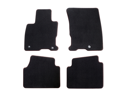 Premium Velour Floor Mats front and rear, black with double red stitching