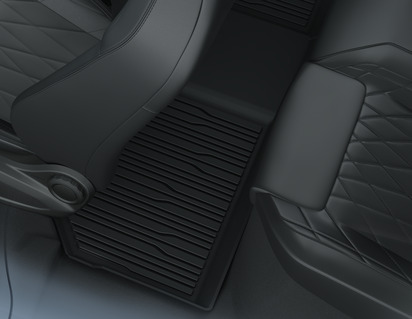 Rubber Floor Mats rear, black, tray style with raised edges