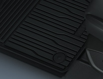 Rubber Floor Mats front, black, tray style with raised edges