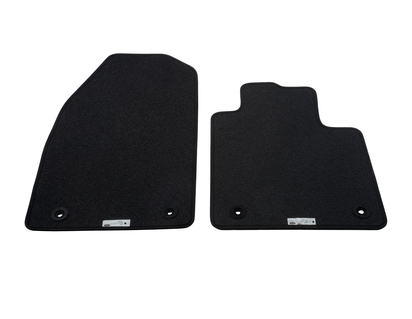 Carpet Floor Mats front, black with blue stitching